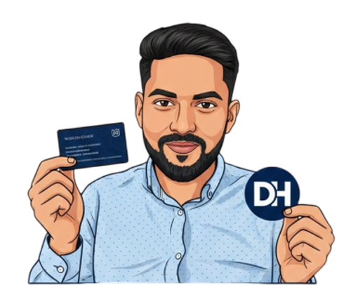 professional avatar holding business card