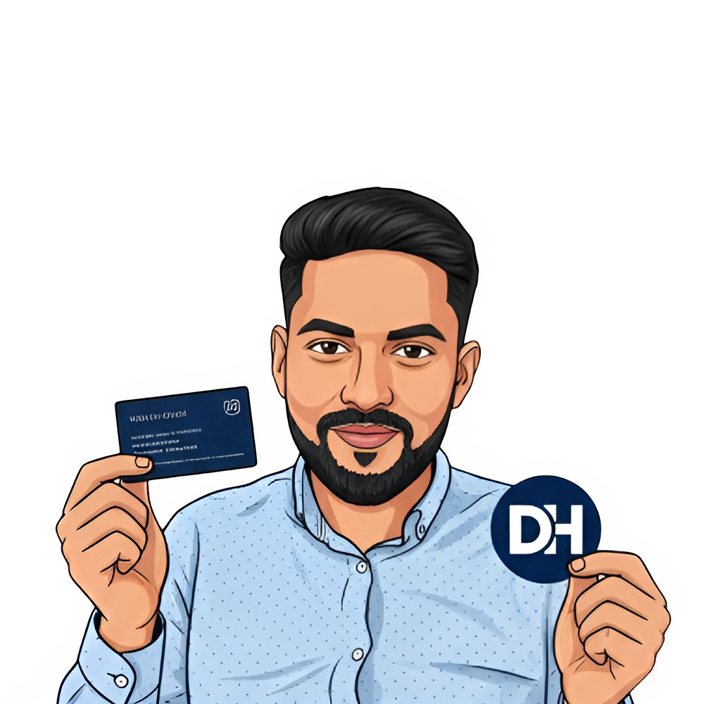 professional avatar holding business card